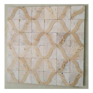 Piastrelle a Mosaico in Marmo Beige Intagliate, Ecologiche e Resistenti all'Acqua, Parquet Rustico per Rivestimento Pareti Interne e <span class=keywords><strong>Bagno</strong></span> - Product Image 4
