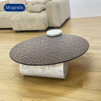 Table basse moderne de style nordique à effet d'ondulation de l'eau, facile à nettoyer, salon, appartement, villa, hôtel, table à thé en verre tendance Wabi Sabi