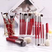 BEILI – ensemble de pinceaux de maquillage professionnel, 24 pièces, vente en gros, rouge naturel, marque privée, haute qualité