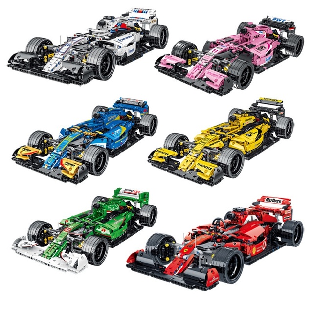 023005 Red F1 Racing Car Sports Car Technological Mechanical Assembly Building Blocks Children's Toy Car DIY ABS Plastic
