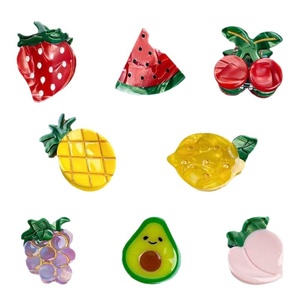 Mignonnes pinces à cheveux en acétate, motif fruits (fraise, cerise), mini pinces latérales pour frange et dessus de tête, accessoires capillaires - Product Image 5