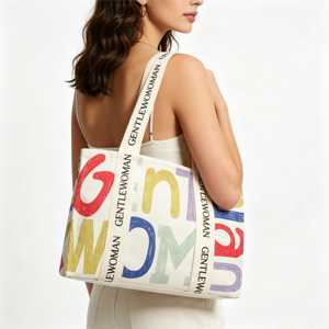 Sac fourre-tout en toile recyclable pour femme, personnalisé avec logo sérigraphié, ruban en corde, grande capacité, haute qualité, pour le shopping en gros - Product Image 3