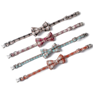 Tanpopo venta al por mayor mascota gato adulto grande Collar Mujer moda Vintage Plaid lujo seguro pajarita Collar pequeño cachorro perro Collar ligero - Product Image 6