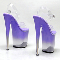 20CM / 8 Pouces PVC supérieur femmes mode Sexy talon haut plate-forme bride à la cheville sandales T-Strap sandales à talons pôle chaussures de danse