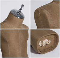 Ventes en gros de mannequins de haute qualité, torse avec bras, support de mannequin, demi-corps, mannequin en tissu, forme de robe masculine, mannequin