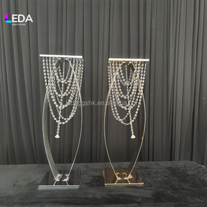 LEDA Luxury Crystal Chain <b>Table</b> Centerpiece Decorative Stand for Wedding Event Party Decor - Product Image 2