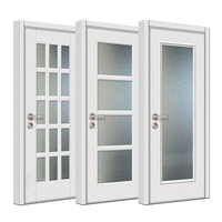 Maison hôtel bureau intérieur chambre contreplaqué portes en bois intérieur chambre français blanc laqué portes en bois massif avec inserts en verre