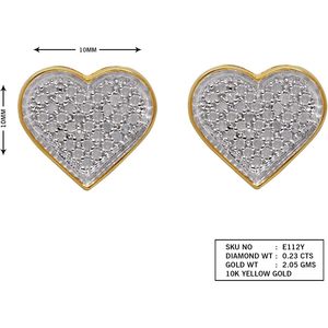Jewelspaark 10K Gold Diamond Heart Stud Earrings 0.23 Ct Round Brilliant Cut For Women 10mm Length - Product Image 6