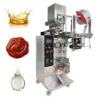 Machine d'emballage automatique VFFS pour sachets de liquides avec trémie de remplissage et de scellage à agitation chauffée en acier inoxydable 304 pour sauces, confitures et miel
