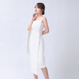 Style Chic Dames Élégantes Mode Blanc Tube Haut Epaule Dénudée Mince Banquet Robe Moulante - Product Image 4