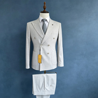 Costume Homme Haut de Gamme Croisé 2 Pièces en Laine Respirante pour Mariage, Cérémonie, Bal de Promo, Affaires – Veste et Pantalon