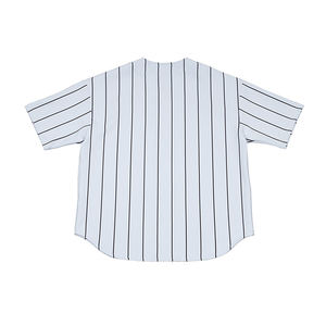 T-shirt de baseball décontracté à fines rayures pour homme, style sportif, coupe ample, tendance, cardigan à manches courtes pour homme - Product Image 1