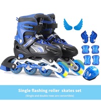 Patin à Roulettes Quatre Roues Réglables Lumineux pour Enfants Patins Convertibles