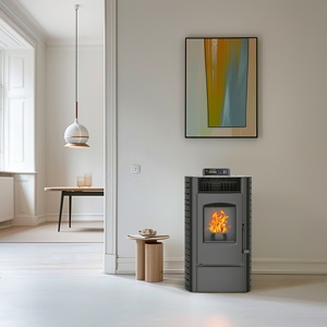 Mini estufa de esquina de 7KW, estufa de <span class=keywords><strong>pellets</strong></span> de leña de biomasa para interiores sin humo, estilo moderno con control remoto a la venta - Product Image 5