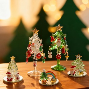 Arbre de Noël <span class=keywords><strong>en</strong></span> <span class=keywords><strong>verre</strong></span> de Murano <span class=keywords><strong>en</strong></span> gros, figurine d'arbre de Noël <span class=keywords><strong>en</strong></span> <span class=keywords><strong>verre</strong></span> soufflé à la main pour décoration de bureau, prix d'usine - Product Image 2