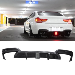 MT Style Rear Bumper Lip Carbon Fiber Fins Spoiler Winglet Splitter with <b>LED</b> <b>Diffuser</b> for BMW F06 F12 F13 M6 2014+ - Product Image 1