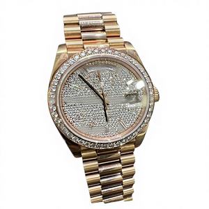 Reloj de Lujo para Hombre, con Cristal Redondo de Moissanita VVS en Oro Blanco, Resistente al Agua hasta 10 Bares, de Acero Inoxidable, Mecánico, con Cristales - Product Image 1