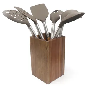 Utensili da cucina diretti dal produttore set di utensili da cucina in nylon da 6 pezzi con manico in legno