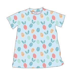 เสื้อยืดพิมพ์ลายไข่อีสเตอร์สีฟ้าแฟชั่นเด็กวัยหัดเดินเด็กผู้หญิงแขนสั้นเสื้อเด็กเสื้อผ้าเด็กเสื้อผ้าดีไซเนอร์ - Product Image 1