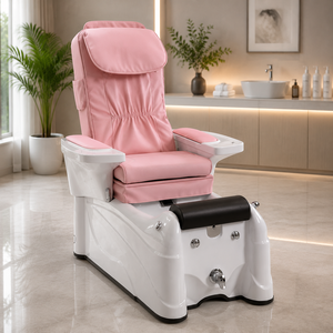 Professional Pedicure Spa Chair with Pink Cushioned Seat Ergonomic High Backrest and Foot <b>Bath</b> for Salon Pedicure Studio - Product Image 4