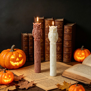 Vela Aromática con Forma de Búho en Rama de Árbol, Vela con Figura Animal en Relieve 3D, Decoración para Mesa de Halloween - Product Image 4