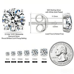 Luxury Moissanite <b>Stud</b> 1ct VVS 925 Sterling Silver <b>Men</b> Women Jewelry Flower Cluster Halo Diamond <b>Earrings</b> - Product Image 5