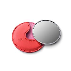 Sublimation <b>Small</b> Metal CMYK Epoxy Logo Gold Compact Circle <b>Mirror</b> with PU Leather Bag - Product Image 1