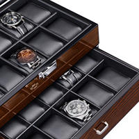 Boîte à montres en bois élégante avec couvercle en verre, grande collection, présentoir, organisateur, rangement et organisation à domicile