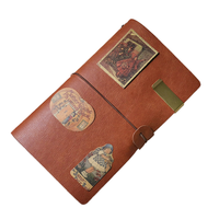 Journal en cuir imprimé vintage antique, personnalisable, cuir véritable, reliure spirale rechargeable, couverture en bois, pour voyageur
