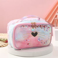 Pochette de maquillage Portable rose à paillettes pour femmes et filles, pochette de voyage, 2023
