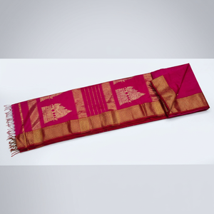 Tissu indien traditionnel rose du temple de Ram Maheshwari, tissé à la main, textile ethnique pour sari, vêtements et tenues de fête - Product Image 4