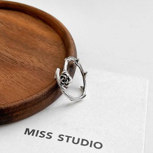 Silver Ruitai S925 Sterling Silver Vintage Rose <b>Open</b> <b>Ring</b> For Women Adjustable Opening Everyday Wear Jewelry - Product Image 2