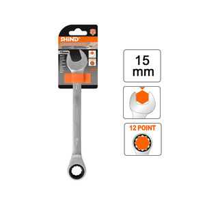 SHIND 94224 Multi-functional Combination Ratchet Wrench <strong>15mm</strong> High-End Fixed Ratchet <strong>Spanner</strong> Faster Tightening Dual-purpose Tools - Product Image 2