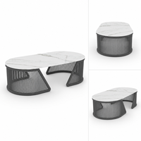 Ensemble de canapés modernes en corde tressée pour l'extérieur avec table basse, mobilier de jardin pour hôtel, complexe hôtelier, villa