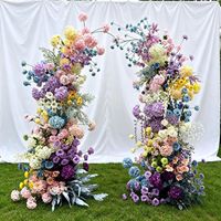Arche de fleurs en soie personnalisée, faite à la main, moderne, pour mariages, Saint-Valentin, fête des mères - Fond de scène en fleurs artificielles