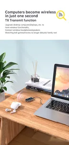 Receptor Transmisor Audio estéreo 3,5mm AUX Adaptador inalámbrico con pantalla LED Soporte de pantalla Tarjeta TF Adaptador de audio MP3 - Product Image 4