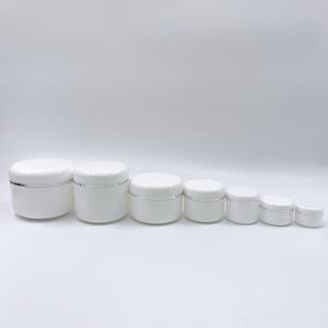 Factory Price 10g 15g 20g 30g 50g 100g Plastic Cream Container Empty White Cosmetic Jar with Silver Line Lid - Product Image 4
