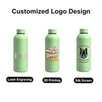 Botol Minum Tumbler 500ml Stainless Steel Double dengan Tutup, Mug Terisolasi Portabel Custom, Termos Lucu untuk Olahraga