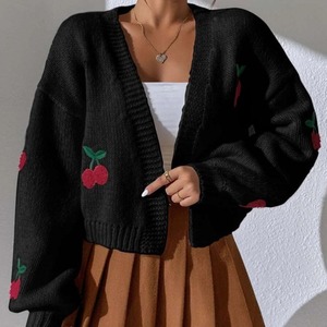 <span class=keywords><strong>Cardigan</strong></span> Casual in cotone 100% autunno inverno lavorato a maglia con fibbia ricamata in ciliegio ampia adatta per europa America - Product Image 3