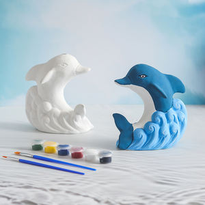 Kit de <span class=keywords><strong>dessin</strong></span> amusant, modèle de poisson blanc, figurine de <span class=keywords><strong>dauphin</strong></span>, peint en céramique, bricolage de coloriage, jouets pour enfants - Product Image 4