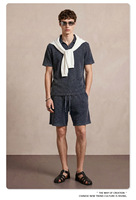 Shorts de sport amples en tissu gaufré de haute qualité, effet vieilli et délavé à l'acide, pour hommes, en stock