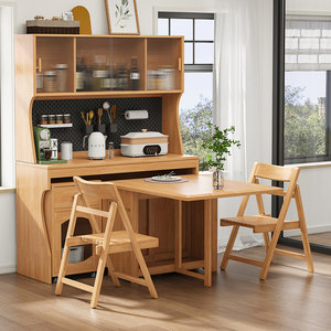 <span class=keywords><strong>Mesa</strong></span> de Comedor <span class=keywords><strong>Plegable</strong></span> de Diseño Nórdico para Apartamentos Pequeños, <span class=keywords><strong>Aparador</strong></span> de Madera Maciza con Gabinete de Almacenamiento Multifuncional Integrado en la Pared - Product Image 2