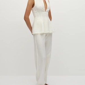Ensemble deux pièces en lin pour femme été 2025 – Débardeur et pantalon large taille haute pour femme - Product Image 2