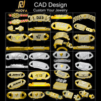 NUOYA Collar Cubano de 3 Hileras con Logotipo Personalizado, 22mm Grueso, Completamente Iced Out con Circonitas, Chapado en Oro Rosa, Joyería Fina Hip Hop