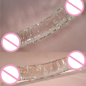 Dildo <span class=keywords><strong>in</strong></span> Vetro Trasparente a Doppia Estremità, Stimolatore Punto G, Masturbatore Femminile Realistico con Texture - Product Image 4