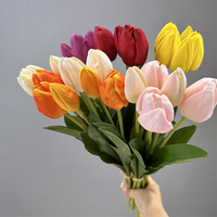 Buket Bunga Tulip Artifisial Realistis, Sentuhan Asli PU, untuk Dekorasi Pernikahan dan Rumah