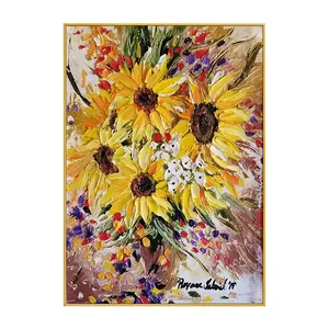画布上的手绘油画文森特梵高向日葵花卉古典复制墙装饰无框