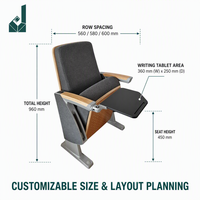 Chaise en maille confortable pour auditorium et salle de conférence avec tablette d'écriture pliable pour théâtre, salle de conférence et salle de formation