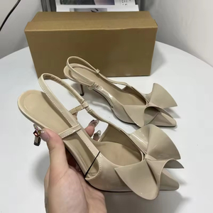 Sandali Estivi Sexy 2025 da <span class=keywords><strong>Donna</strong></span> con Tacco Alto a Punta, Fiocco e Scollatura Bassa, Modello Slip-On con Chiusura Alta per Esterni - Product Image 3