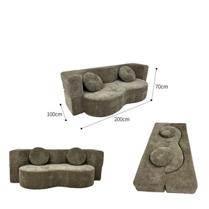 أريكة سرير قابلة للطي محمولة بثلاثة مقاعد من الفوم بدون هيكل قابلة للتحويل لغرفة المعيشة والفنادق وصالات الألعاب الرياضية - Product Image 6